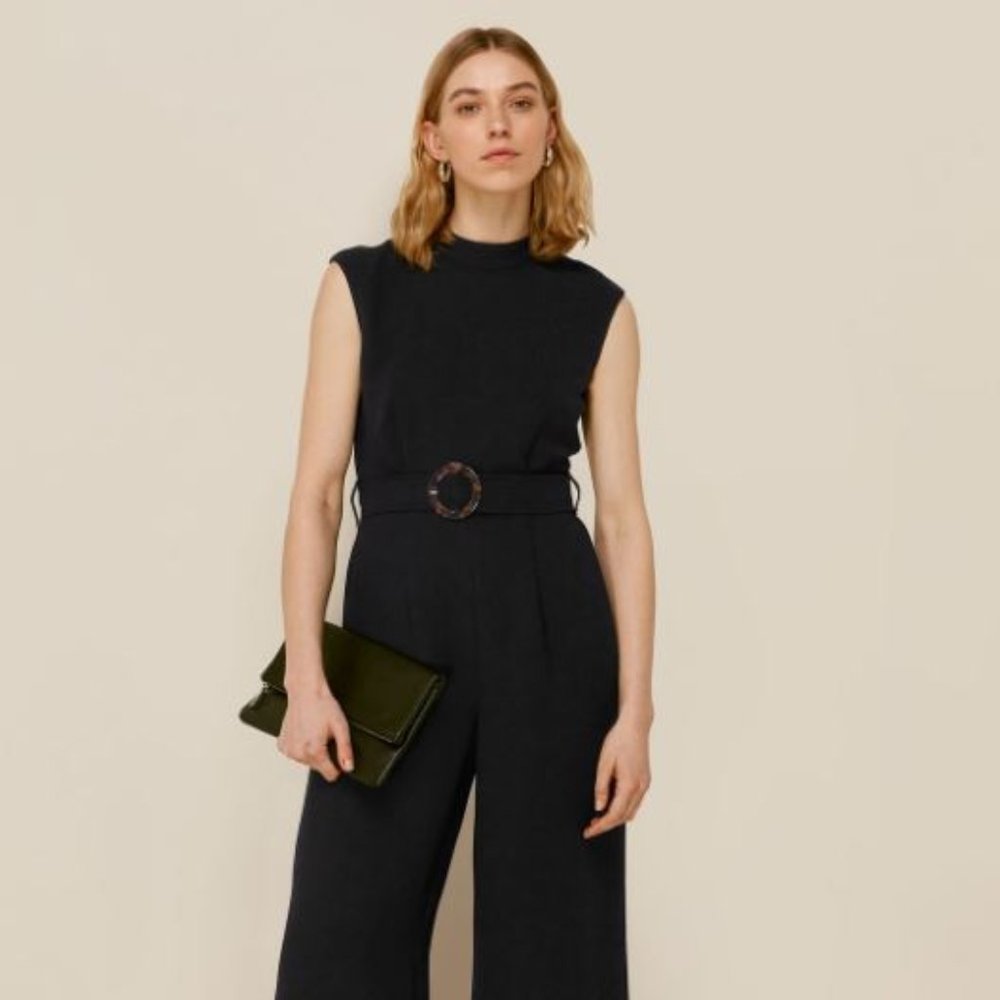 NWT Whistles Penny Black Belted Jumpsuit UK10/US6
